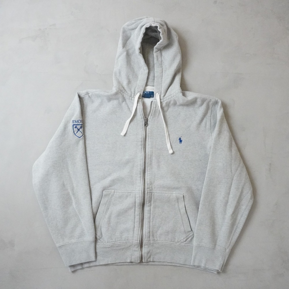 Vintage Polo Ralph Lauren Emory Hoodie XXL Mens Grey Full Zip Fleece Sweatshirt
